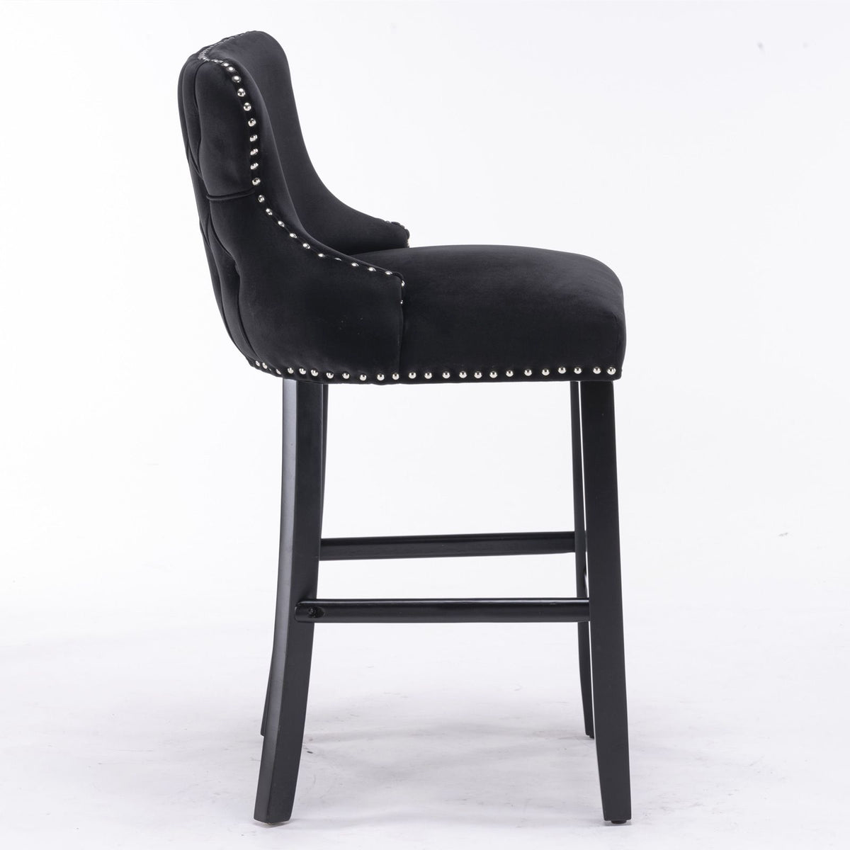 Set of 2 Contemporary Wing-Back Barstools with Decorative Nailhead Trim