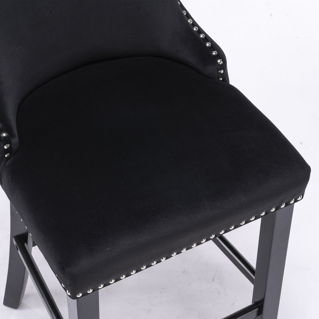 Set of 2 Contemporary Wing-Back Barstools with Decorative Nailhead Trim