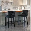 Set of 2 Contemporary Wing-Back Barstools with Decorative Nailhead Trim