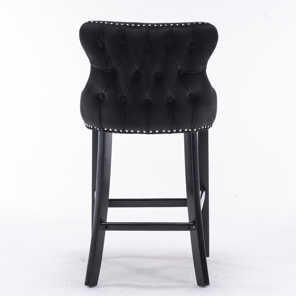 Set of 2 Contemporary Wing-Back Barstools with Decorative Nailhead Trim
