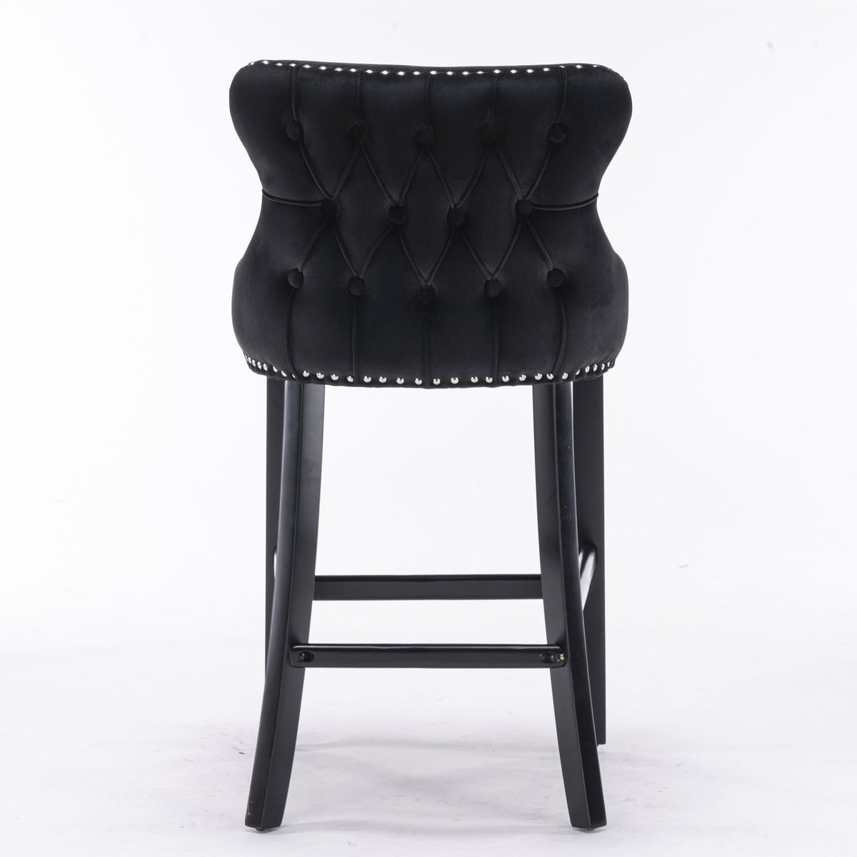 Set of 2 Contemporary Wing-Back Barstools with Decorative Nailhead Trim