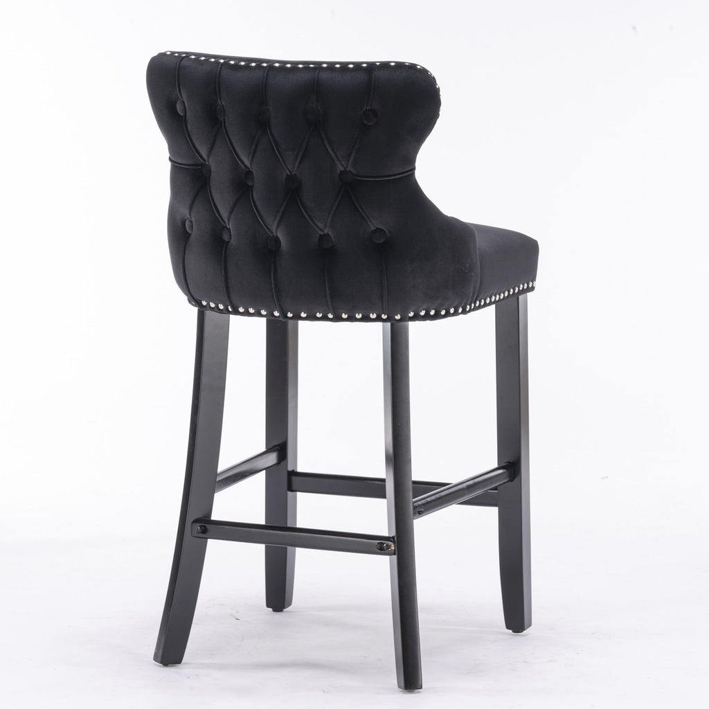 Set of 2 Contemporary Wing-Back Barstools with Decorative Nailhead Trim