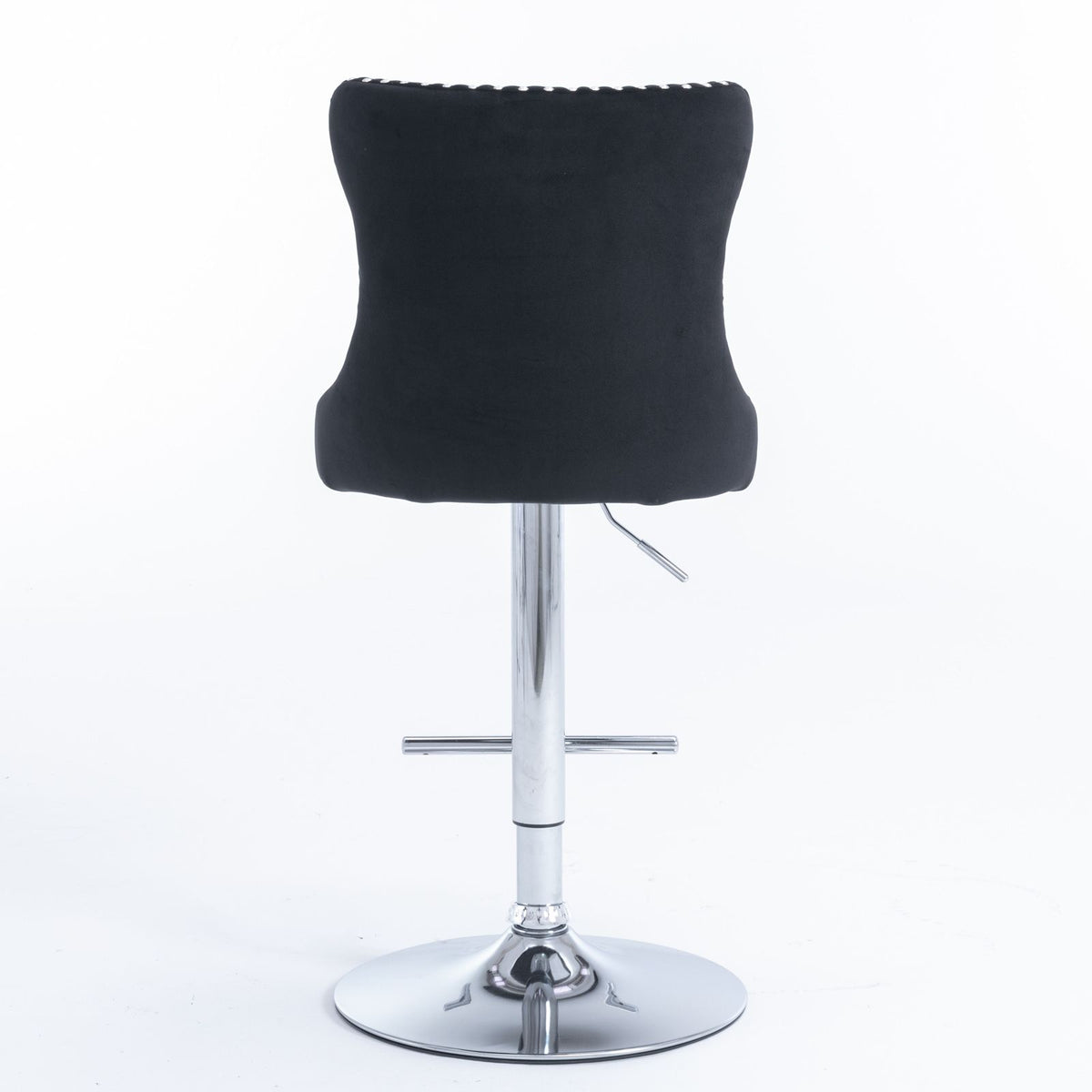 Modern Velvet Bar Stools with Adjustable Height and Chrome Base - Set of 2