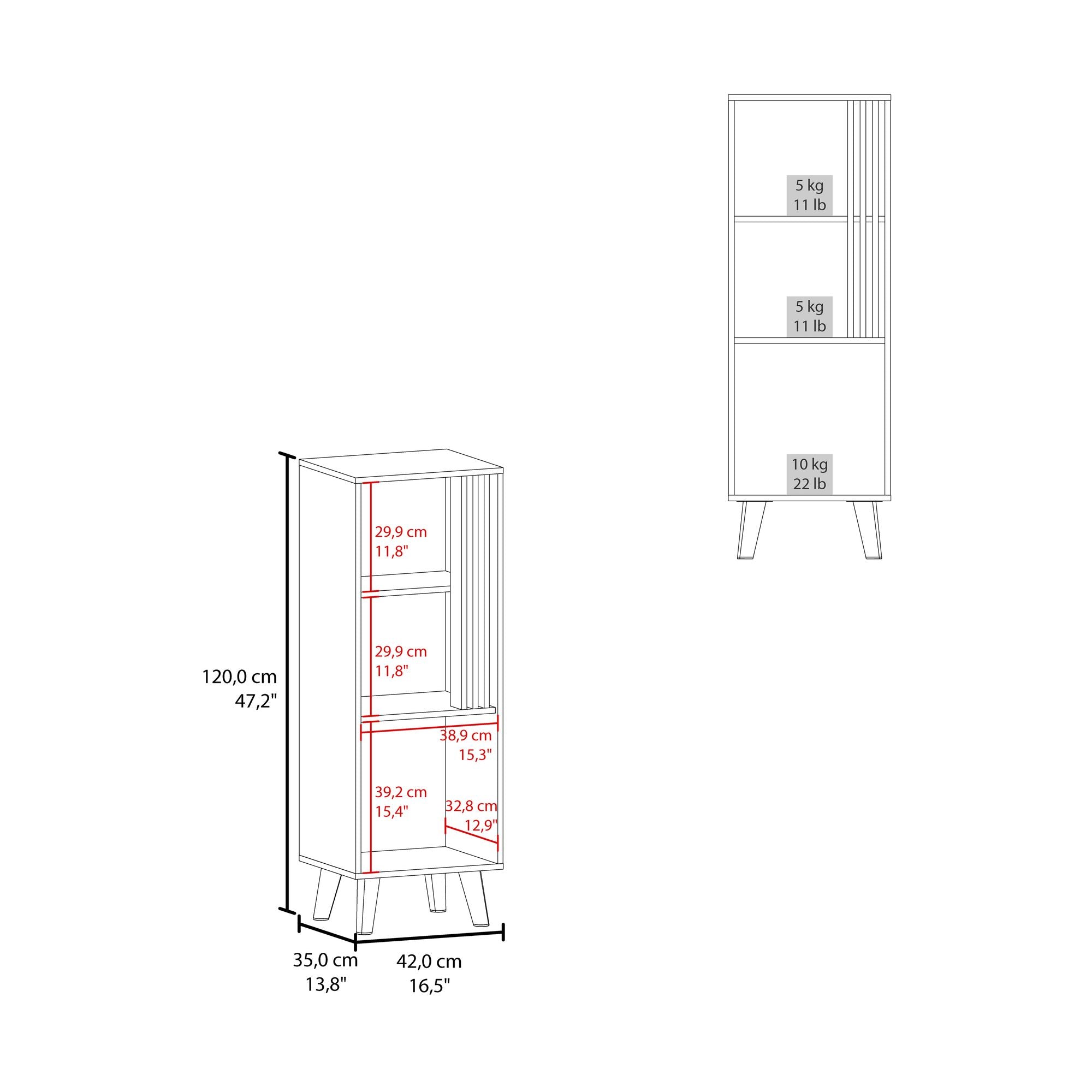 Sleek Storage Cabinet with Open Shelves and Concealed Compartment