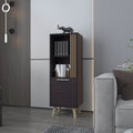 Sleek Storage Cabinet with Open Shelves and Concealed Compartment