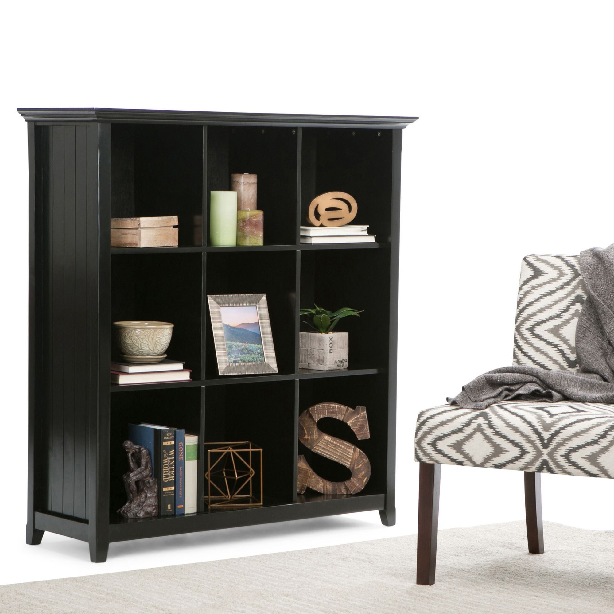 9-Cube Bookcase and Storage Unit – Black, Transitional Style