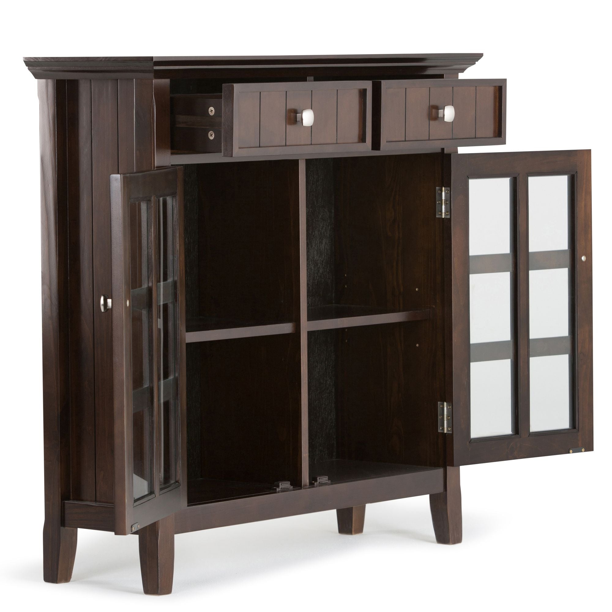 Transitional Entryway Storage Cabinet with Drawers and Glass Doors