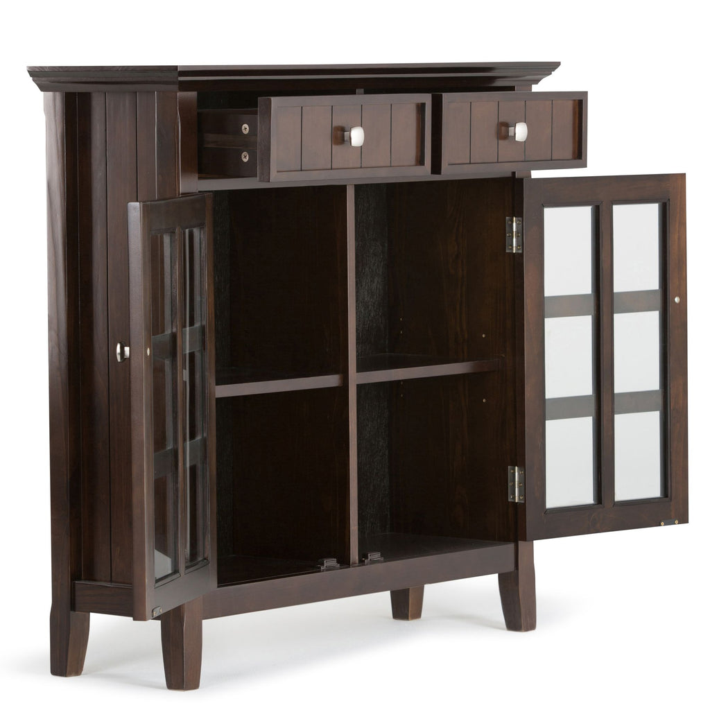 Transitional Entryway Storage Cabinet with Drawers and Glass Doors
