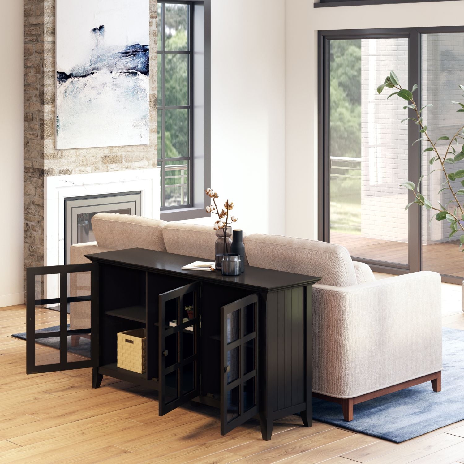 Wide Storage Cabinet with Adjustable Shelving