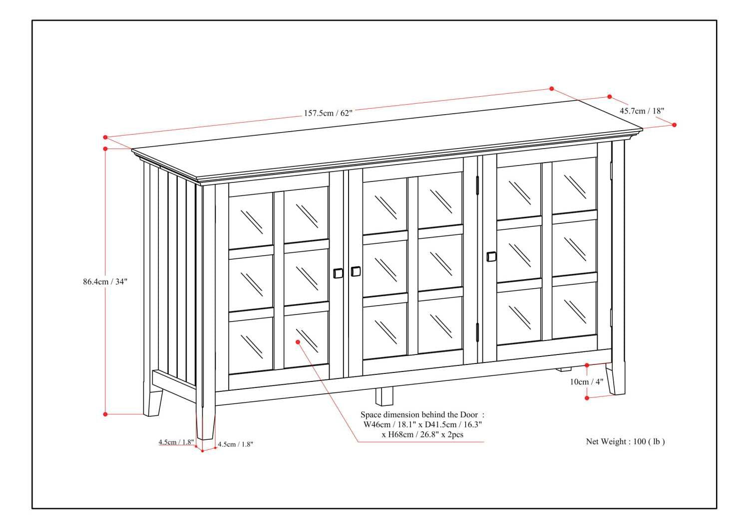 Wide Storage Cabinet with Adjustable Shelving