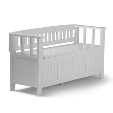 Acadian White Lift-Top Entryway Storage Bench