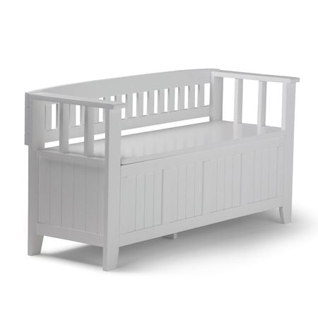 Acadian White Lift-Top Entryway Storage Bench