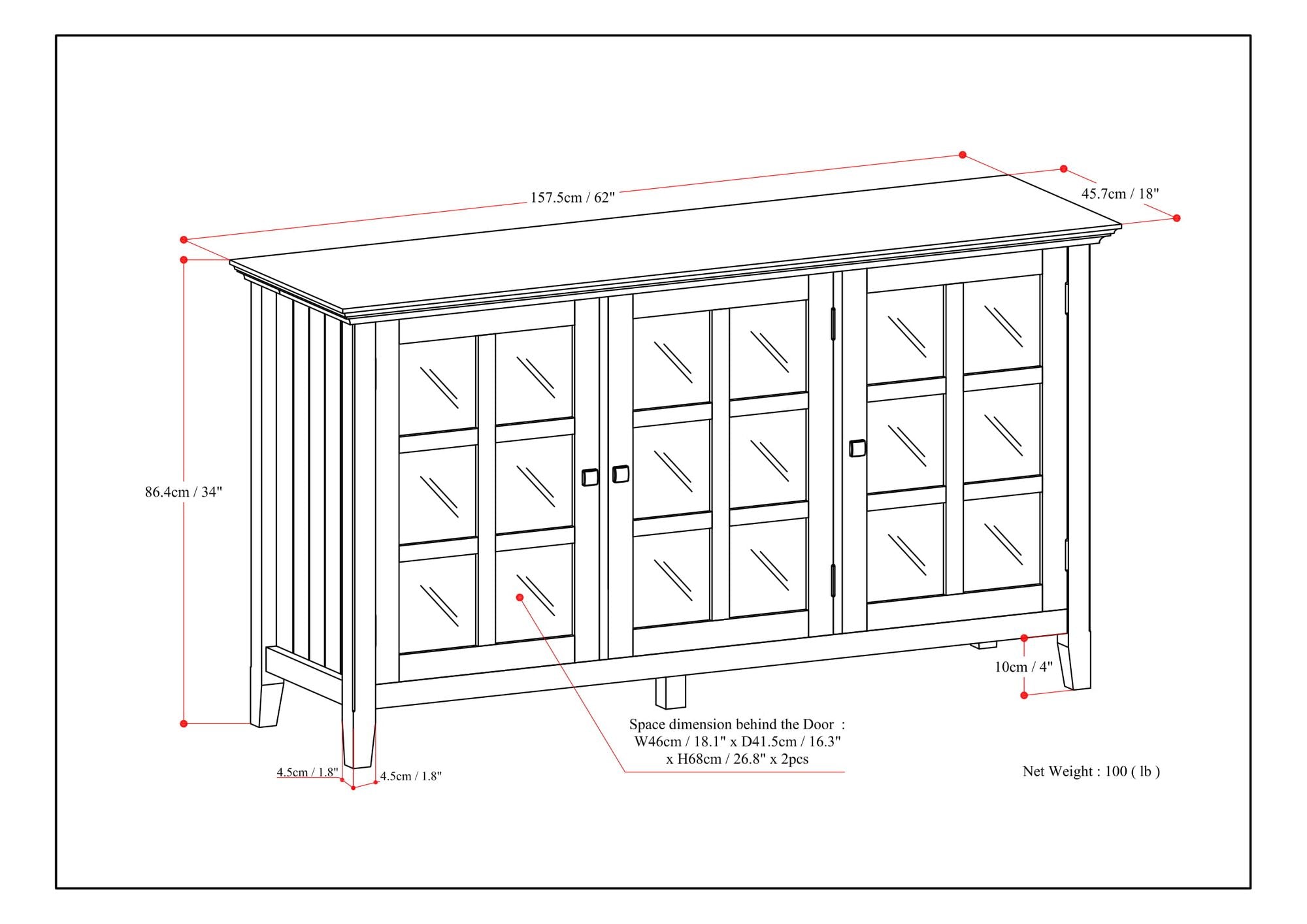 Wide Storage Cabinet with Adjustable Shelving