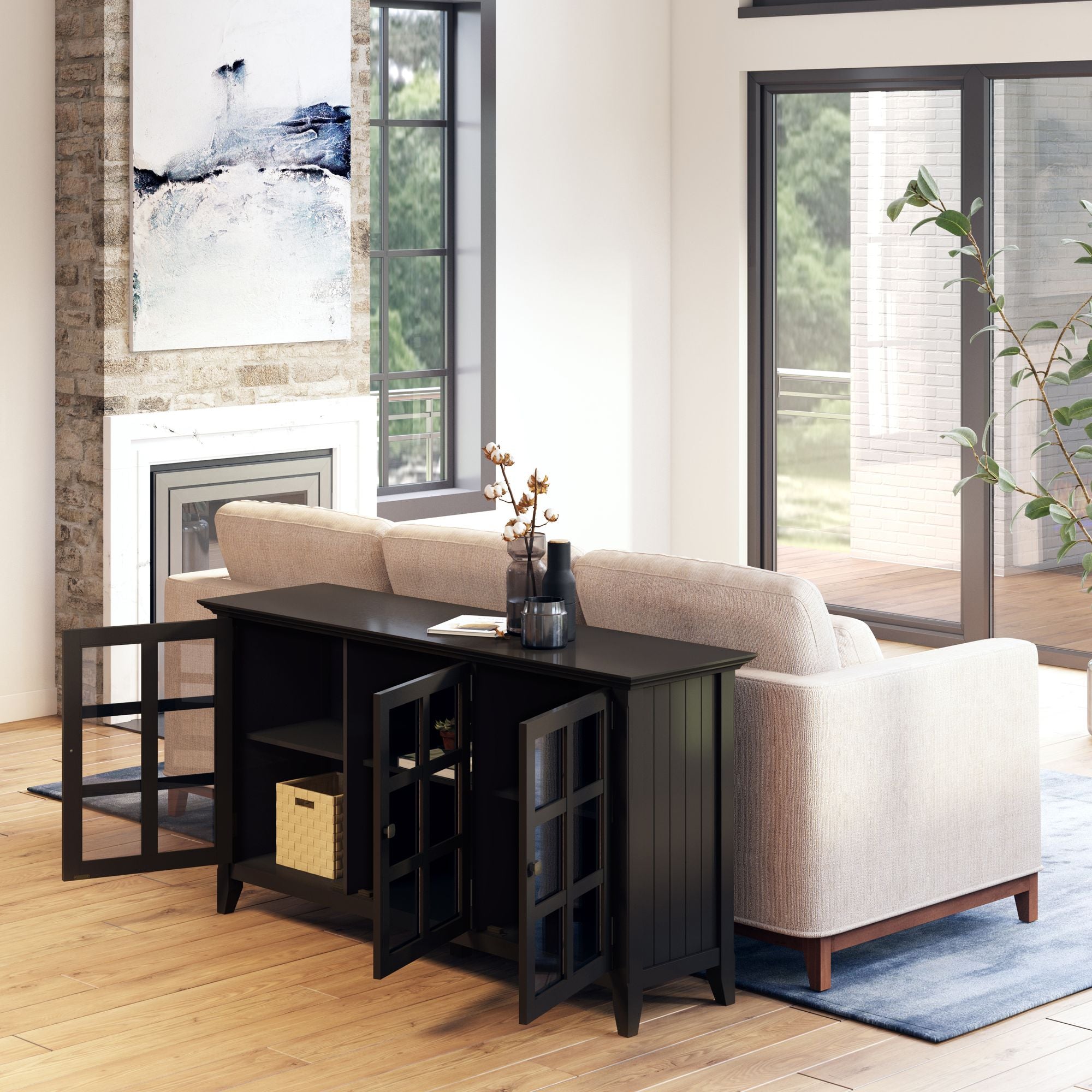 Wide Storage Cabinet with Adjustable Shelving