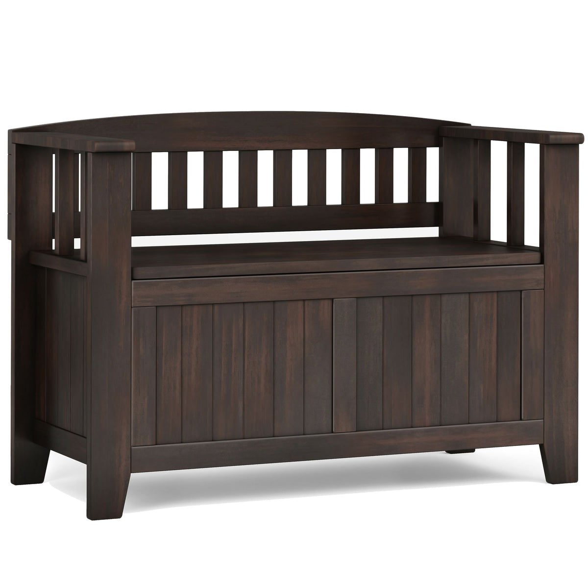 Acadian Solid Wood Small Entryway Storage Bench in Brunette Brown