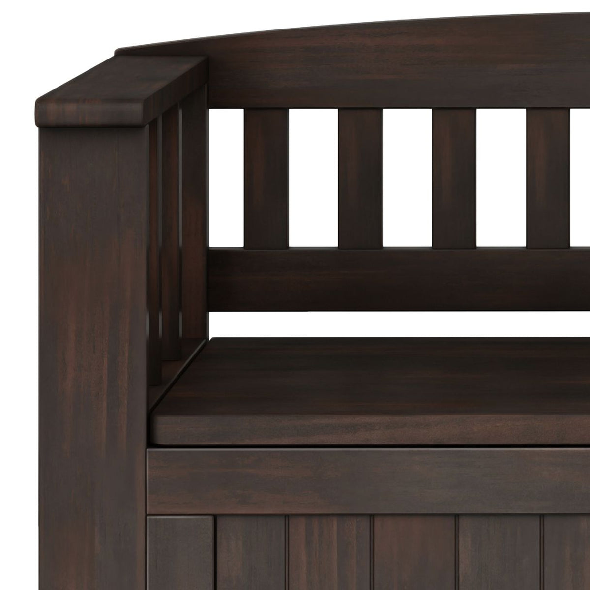 Acadian Solid Wood Small Entryway Storage Bench in Brunette Brown