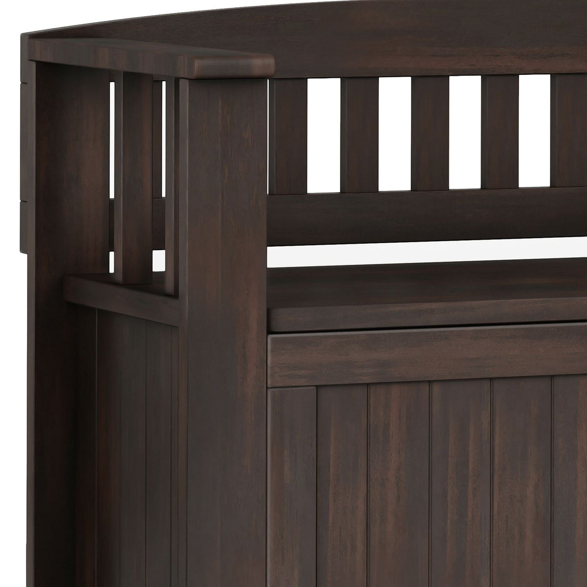 Acadian Solid Wood Small Entryway Storage Bench in Brunette Brown