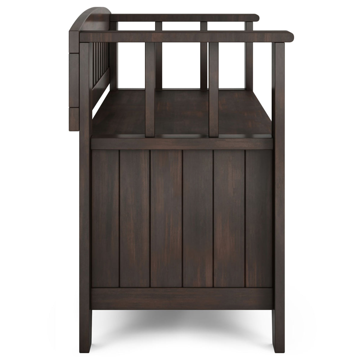 Acadian Solid Wood Small Entryway Storage Bench in Brunette Brown