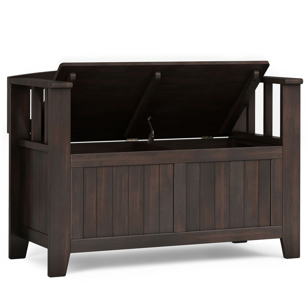 Acadian Solid Wood Small Entryway Storage Bench in Brunette Brown
