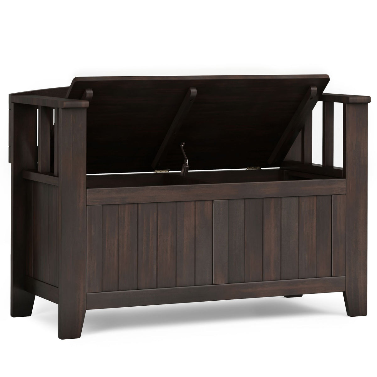 Acadian Solid Wood Small Entryway Storage Bench in Brunette Brown