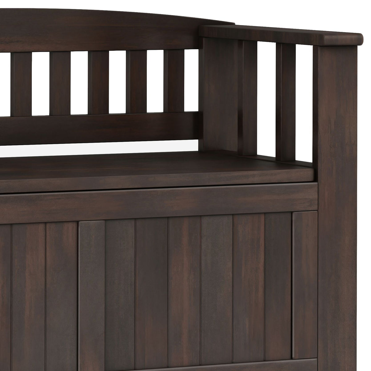 Acadian Solid Wood Small Entryway Storage Bench in Brunette Brown