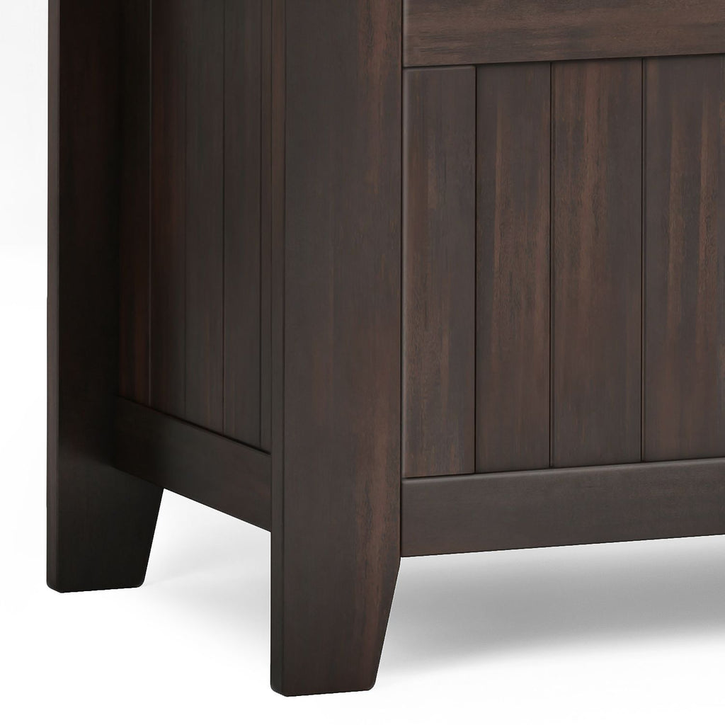 Acadian Solid Wood Small Entryway Storage Bench in Brunette Brown