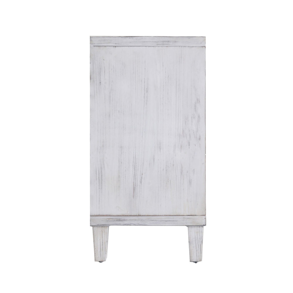 4-Door Wooden Accent Cabinet with Shabby Chic White Wash Finish