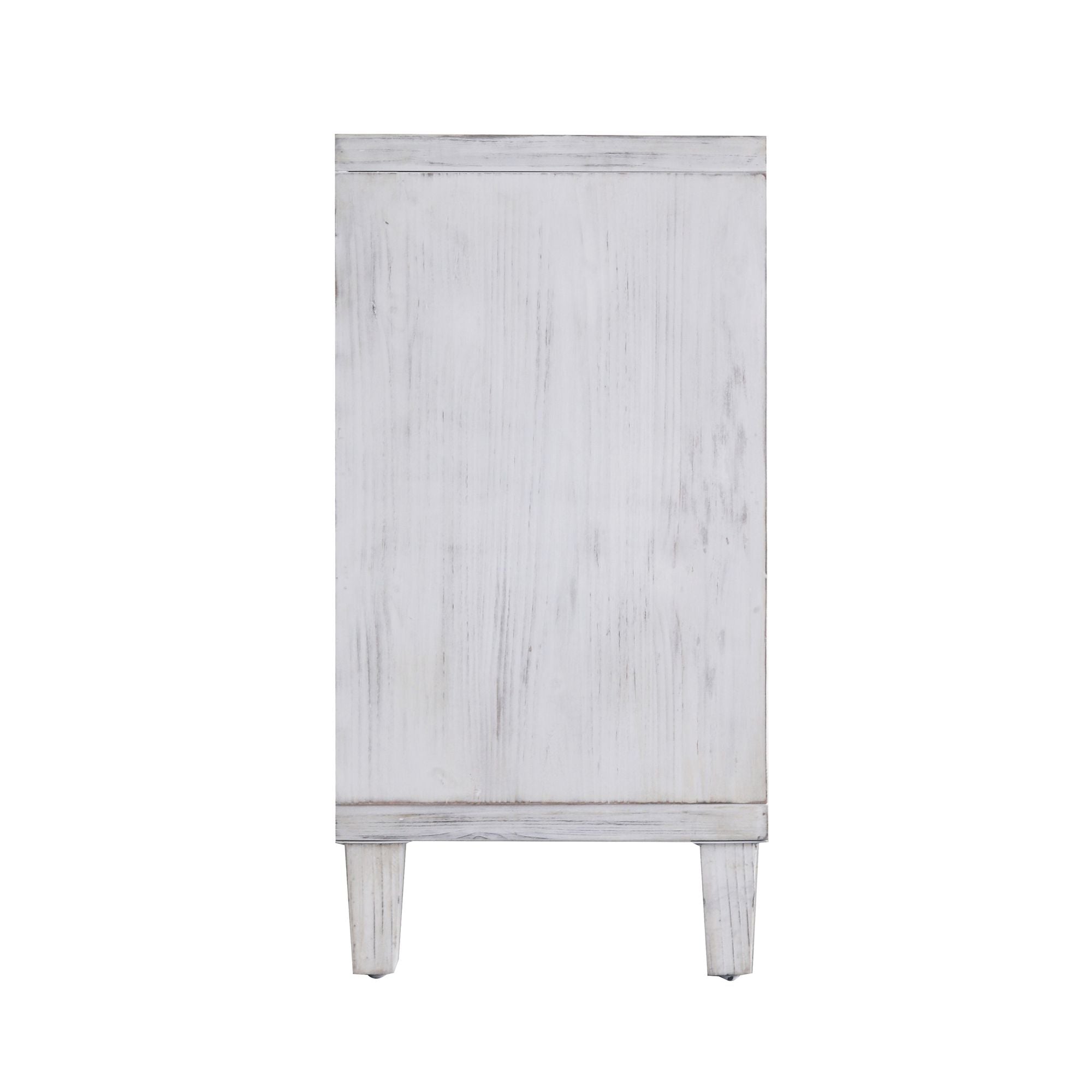 4-Door Wooden Accent Cabinet with Shabby Chic White Wash Finish