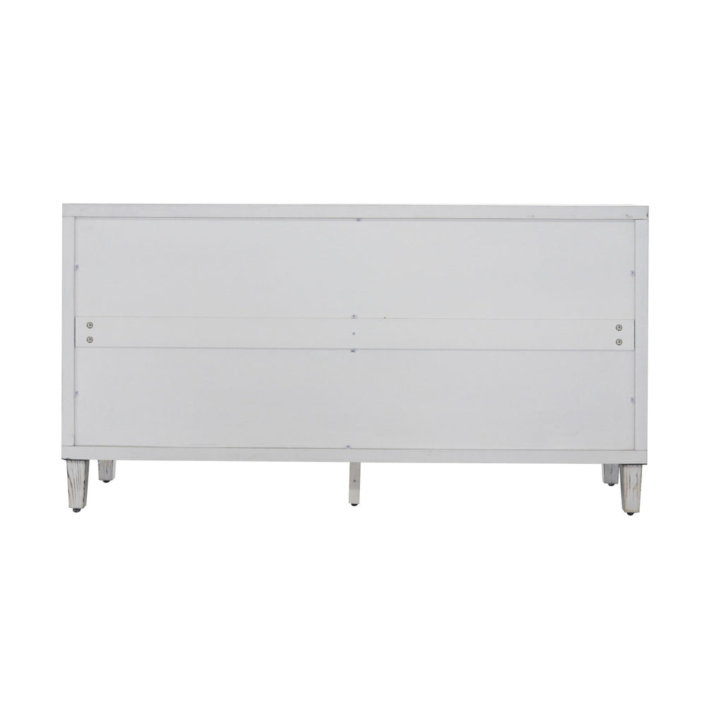 4-Door Wooden Accent Cabinet with Shabby Chic White Wash Finish