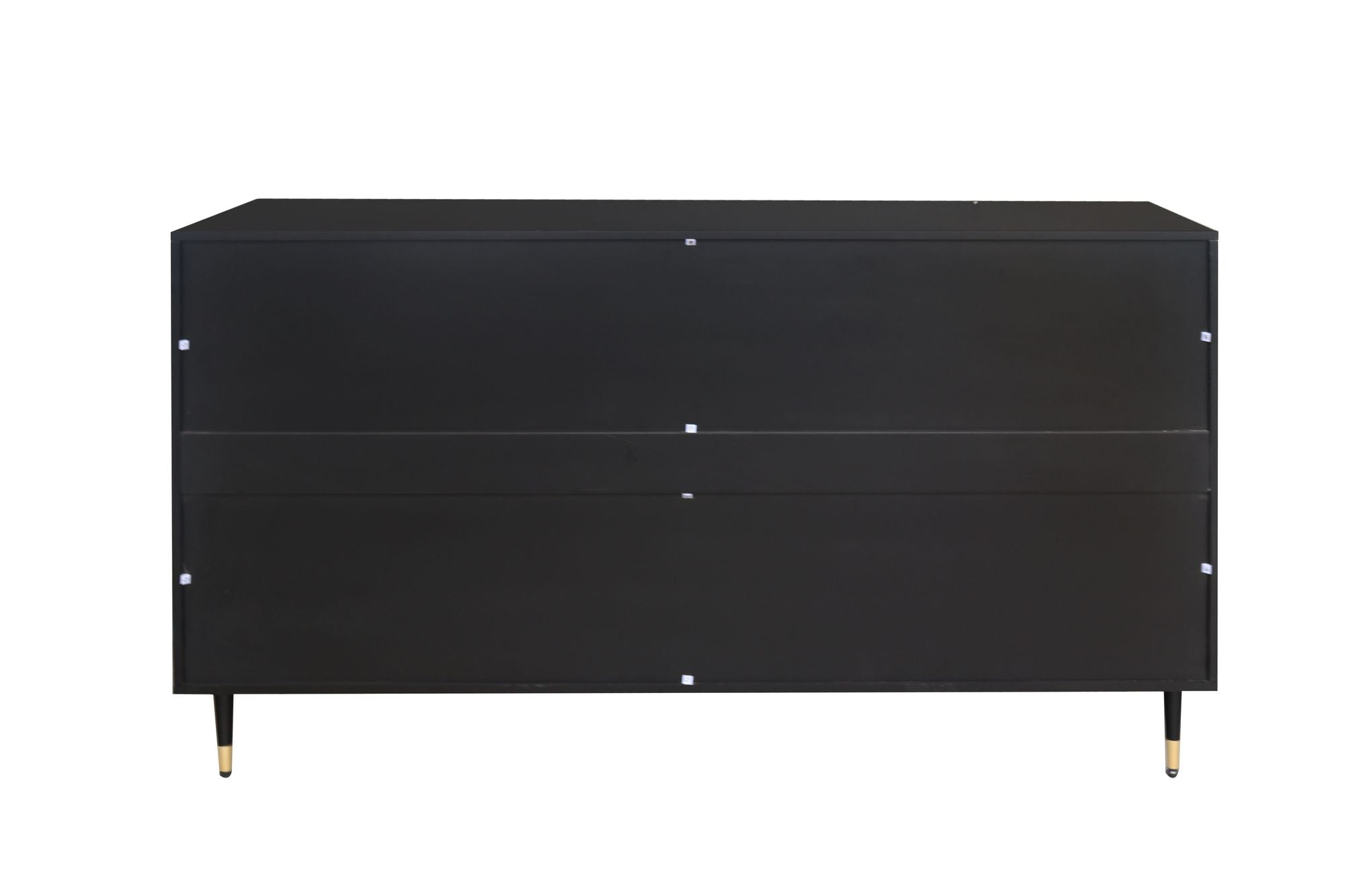 Minimalist Accent Cabinet with Tempered Fluted Glass Doors - Black Lacquered