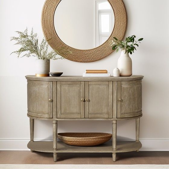 Bedford Collection Accent Cabinet with Curved Design and Adjustable Shelves