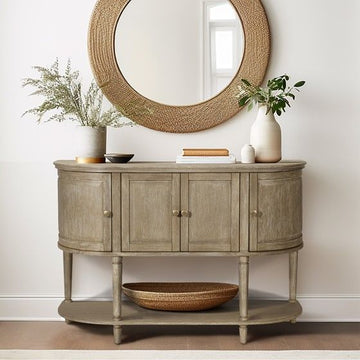 Bedford Collection Accent Cabinet with Curved Design and Adjustable Shelves