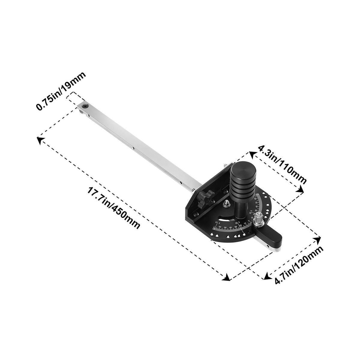 Adjustable Table Saw Miter Gauge with Positive Stops