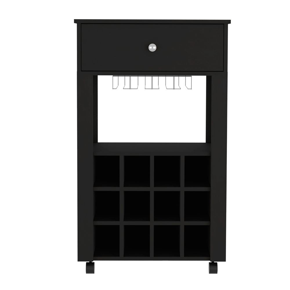 Ace Contemporary Bar Cart with Wine and Glass Storage