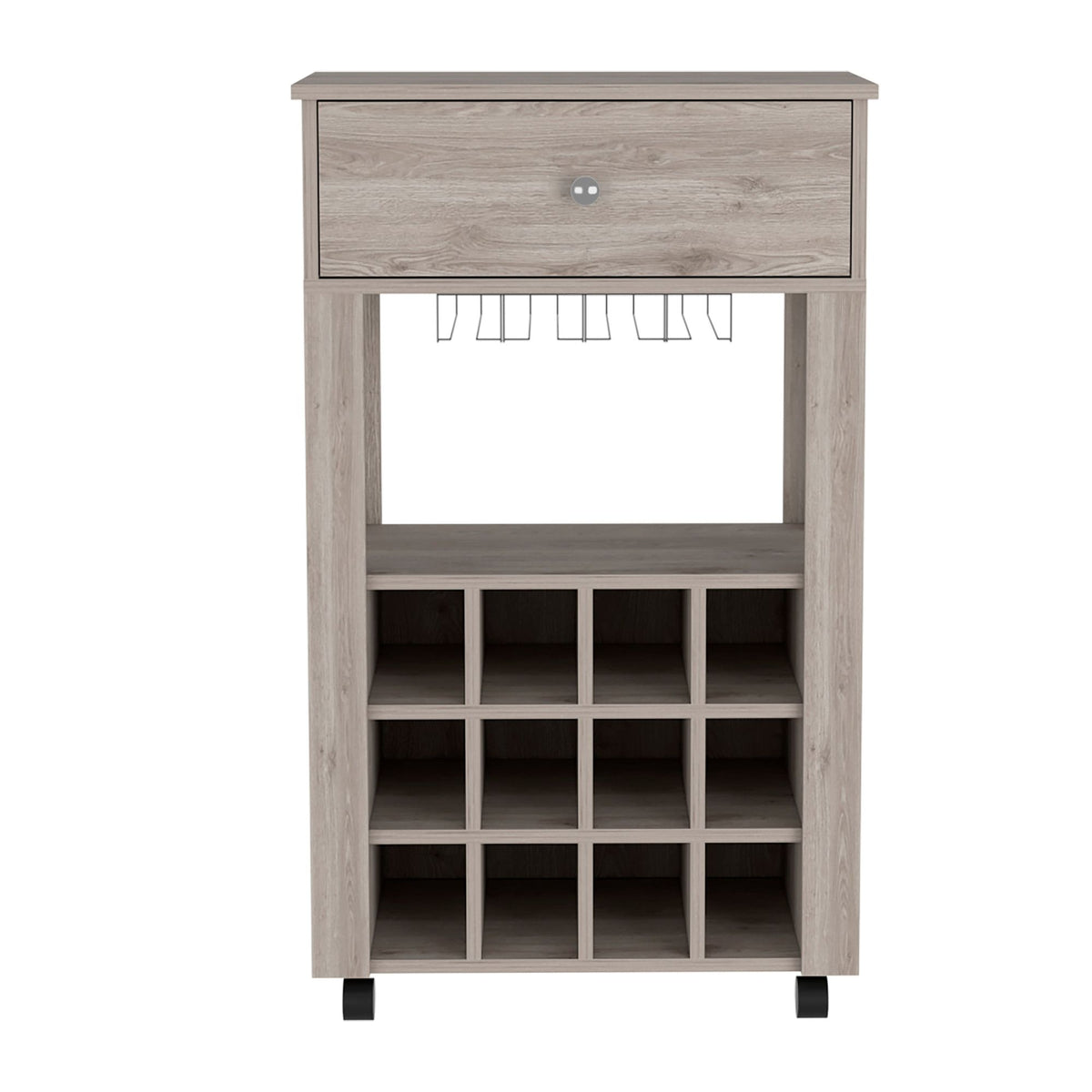 Ace Contemporary Bar Cart with Wine and Glass Storage