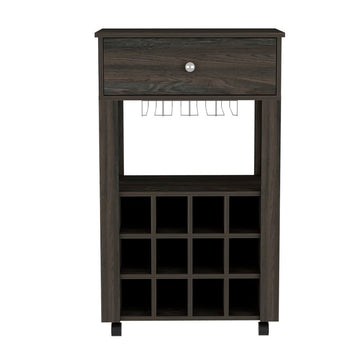 Ace Contemporary Bar Cart with Wine and Glass Storage