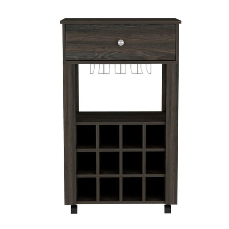 Ace Contemporary Bar Cart with Wine and Glass Storage