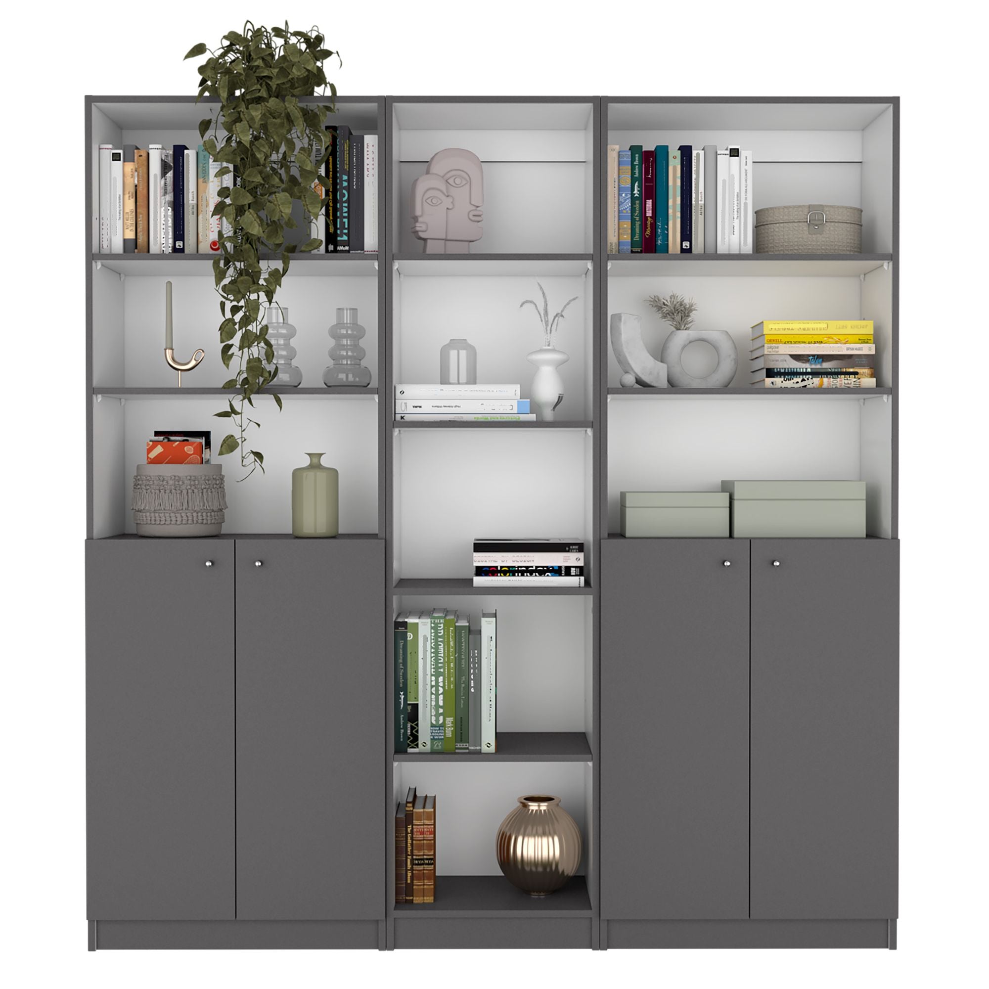 Acres Three-Piece Bookcase and Cabinet Set