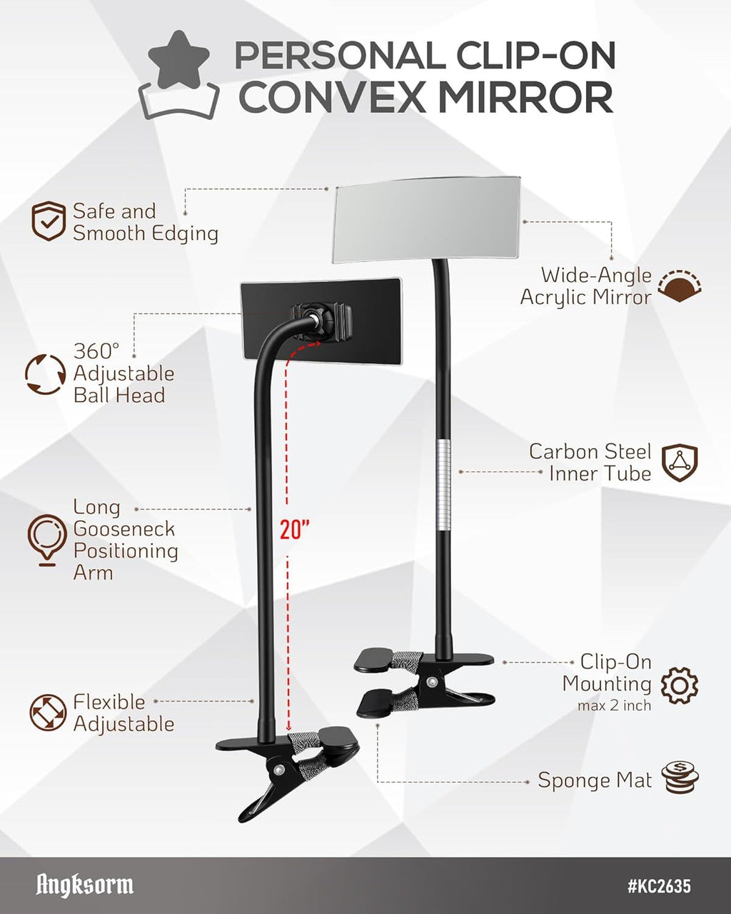 Adjustable Clip-On Wide-Angle Office Mirror