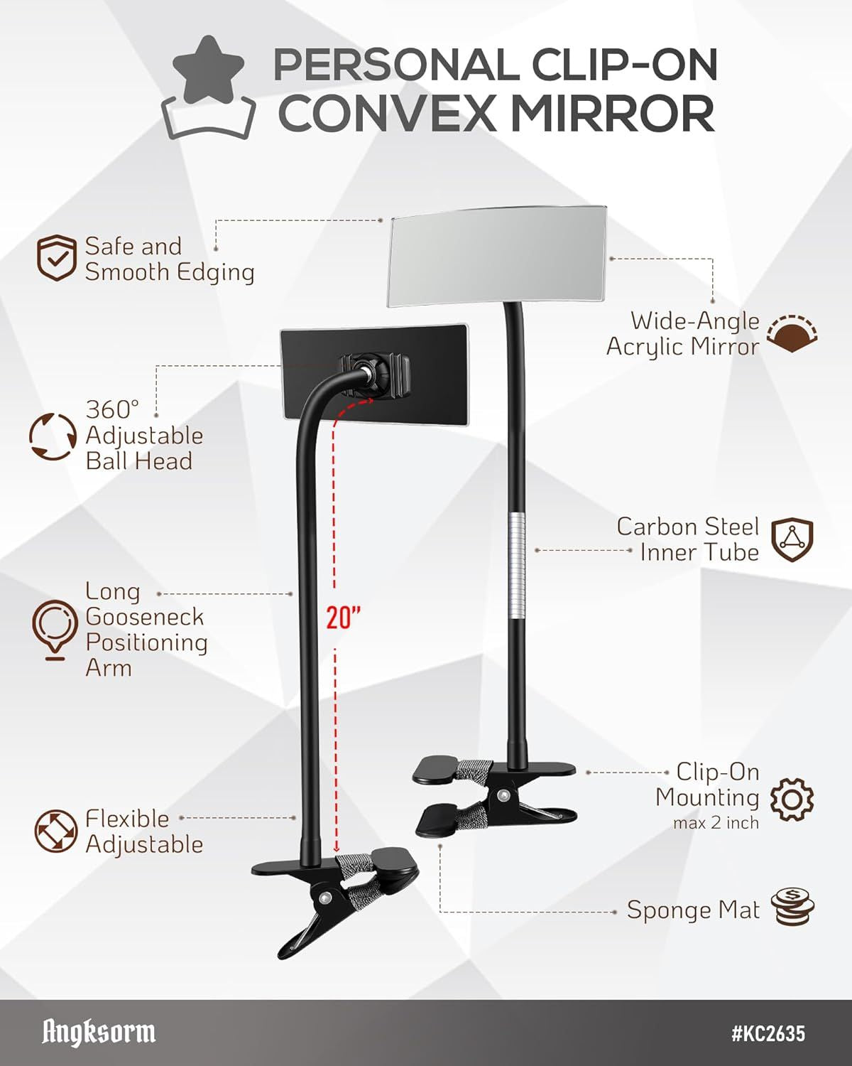 Adjustable Clip-On Wide-Angle Office Mirror