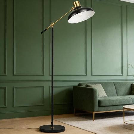 Black and Gold Adjustable Balance Arm Floor Lamp