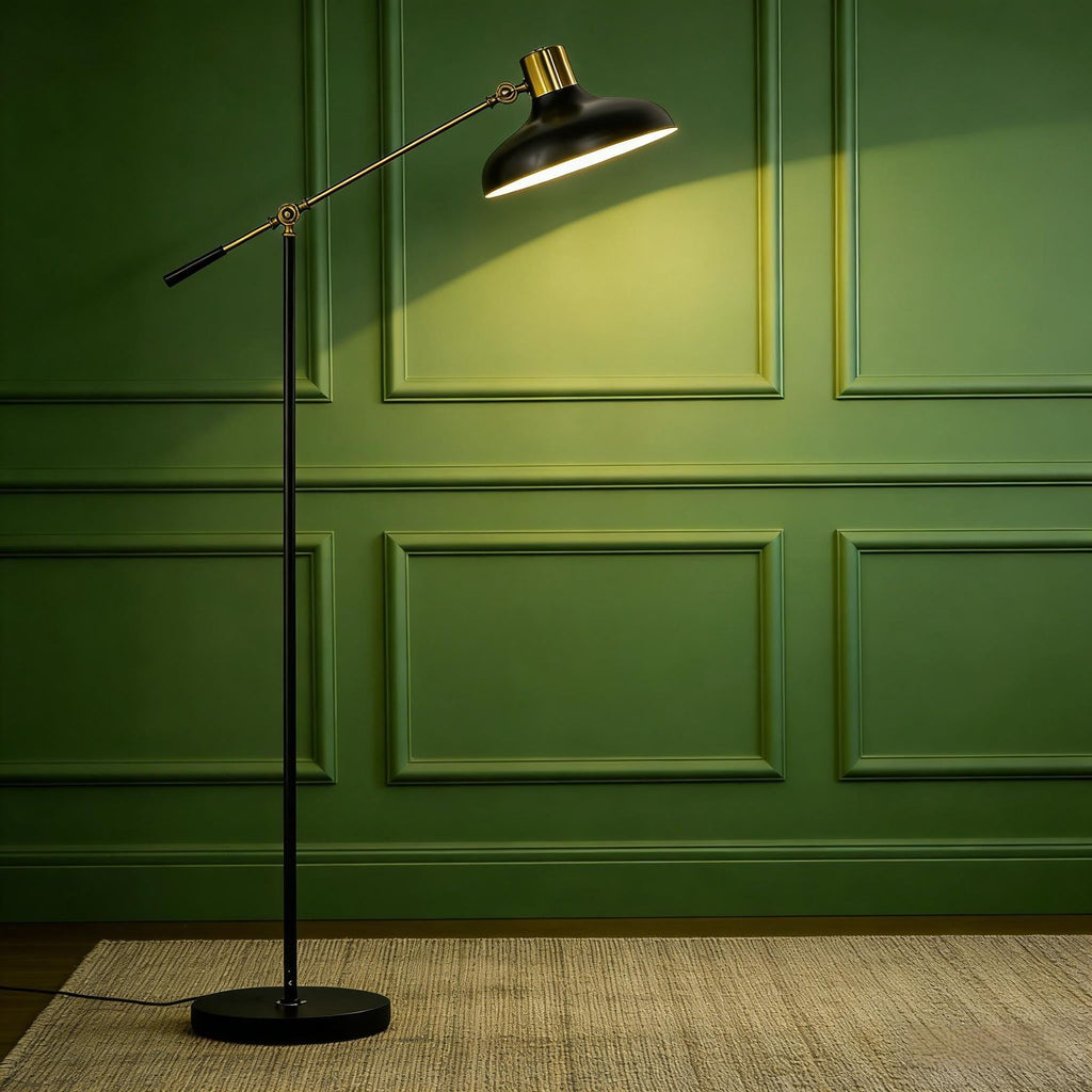 Black and Gold Adjustable Balance Arm Floor Lamp