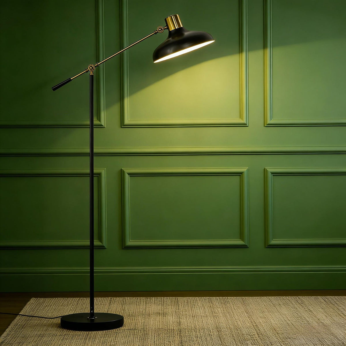 Black and Gold Adjustable Balance Arm Floor Lamp