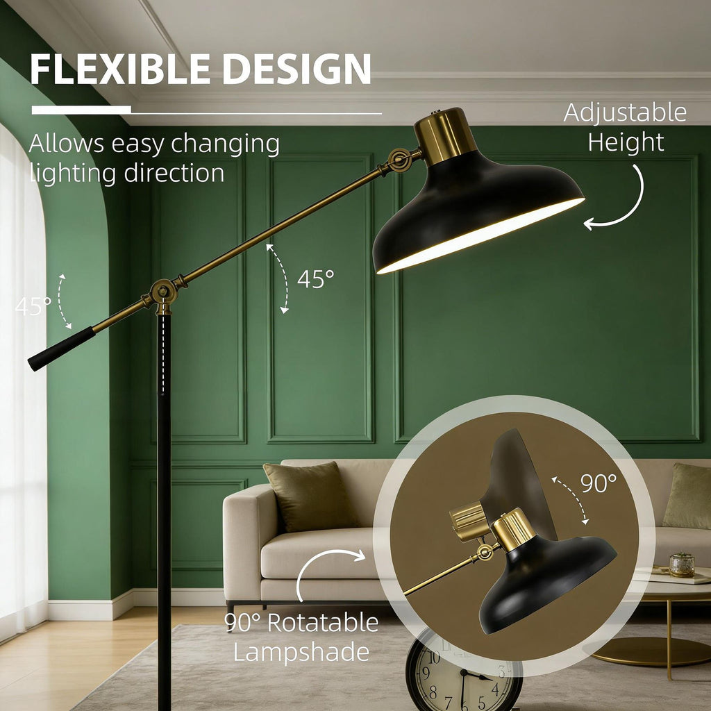 Black and Gold Adjustable Balance Arm Floor Lamp