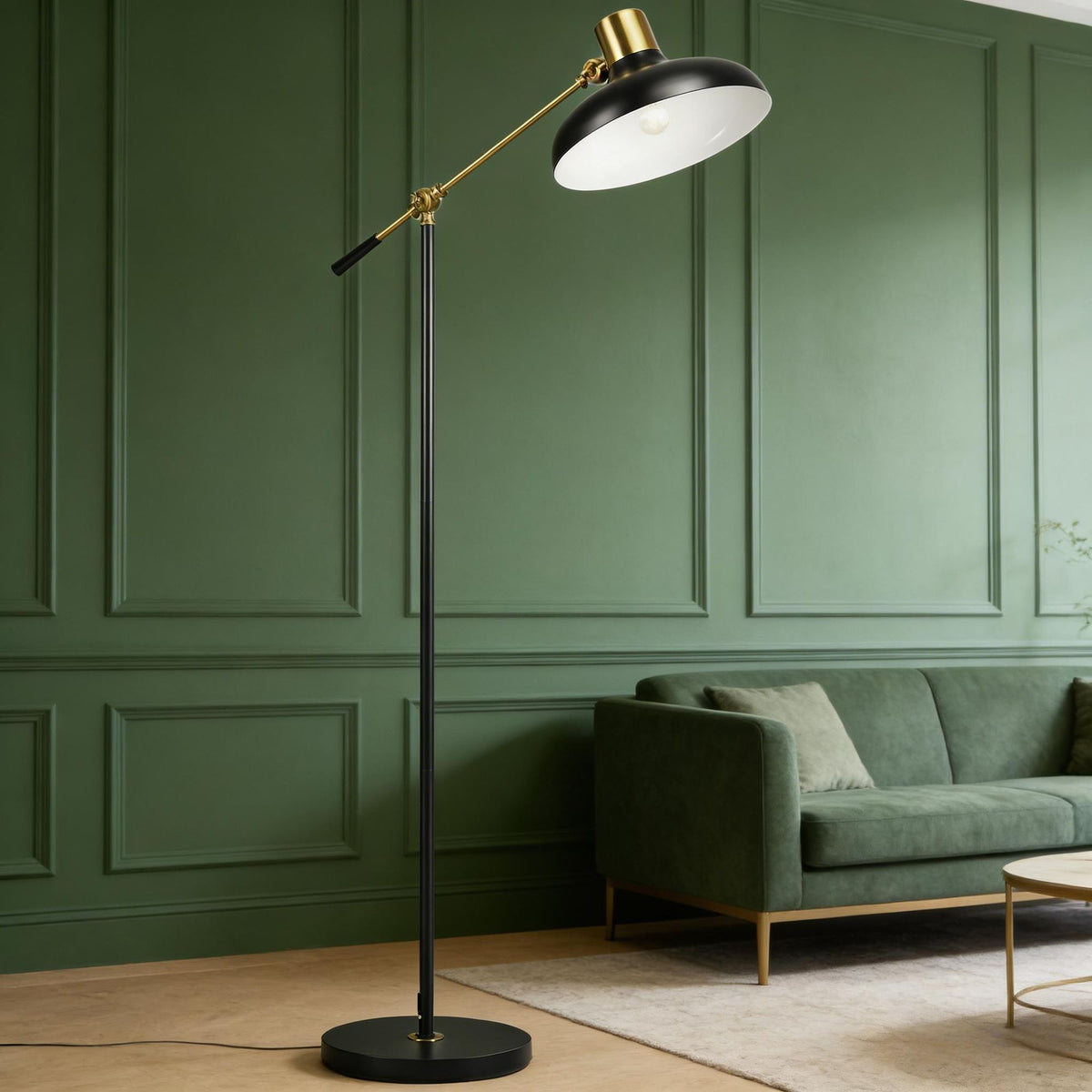 Black and Gold Adjustable Balance Arm Floor Lamp