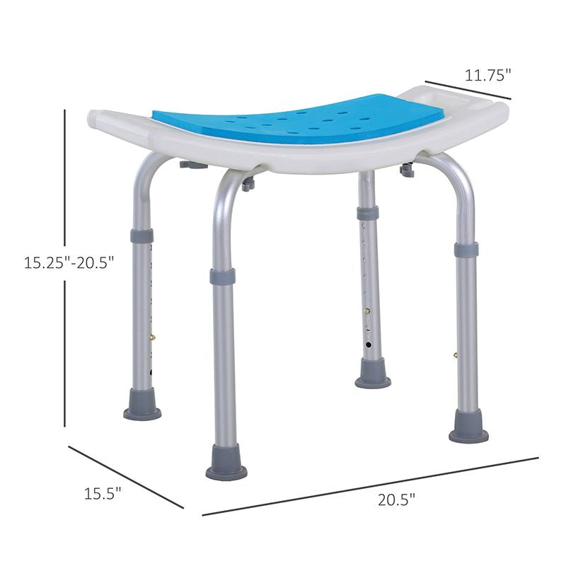 Adjustable Height Shower Bench Stool with Non-Slip Pads and Drainage Holes