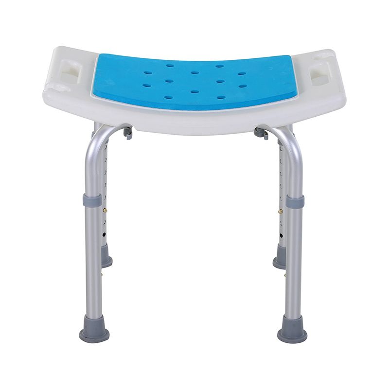 Adjustable Height Shower Bench Stool with Non-Slip Pads and Drainage Holes - Blue & White / Bath Seat