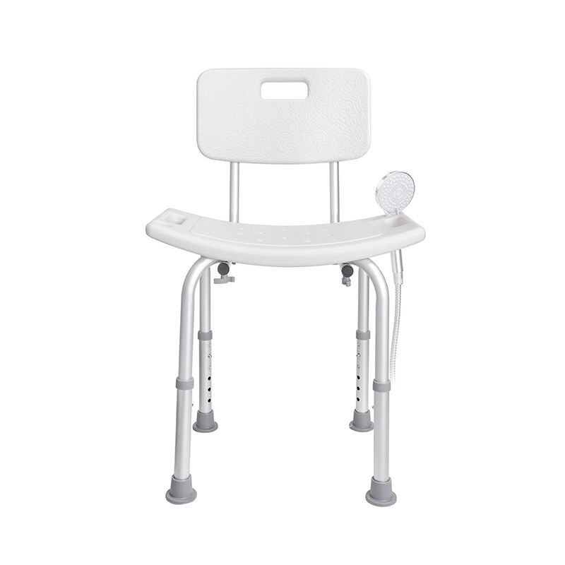Adjustable Height Shower Bench Stool with Non-Slip Pads and Drainage Holes - White / Bath Seat