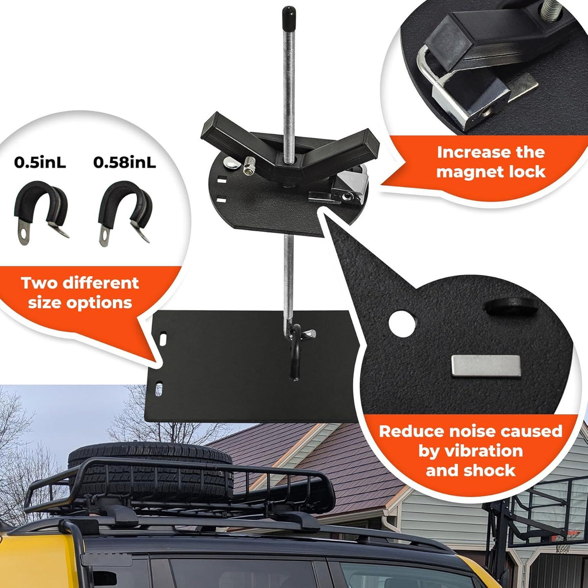 Adjustable Locking Roof Rack Spare Tire Carrier