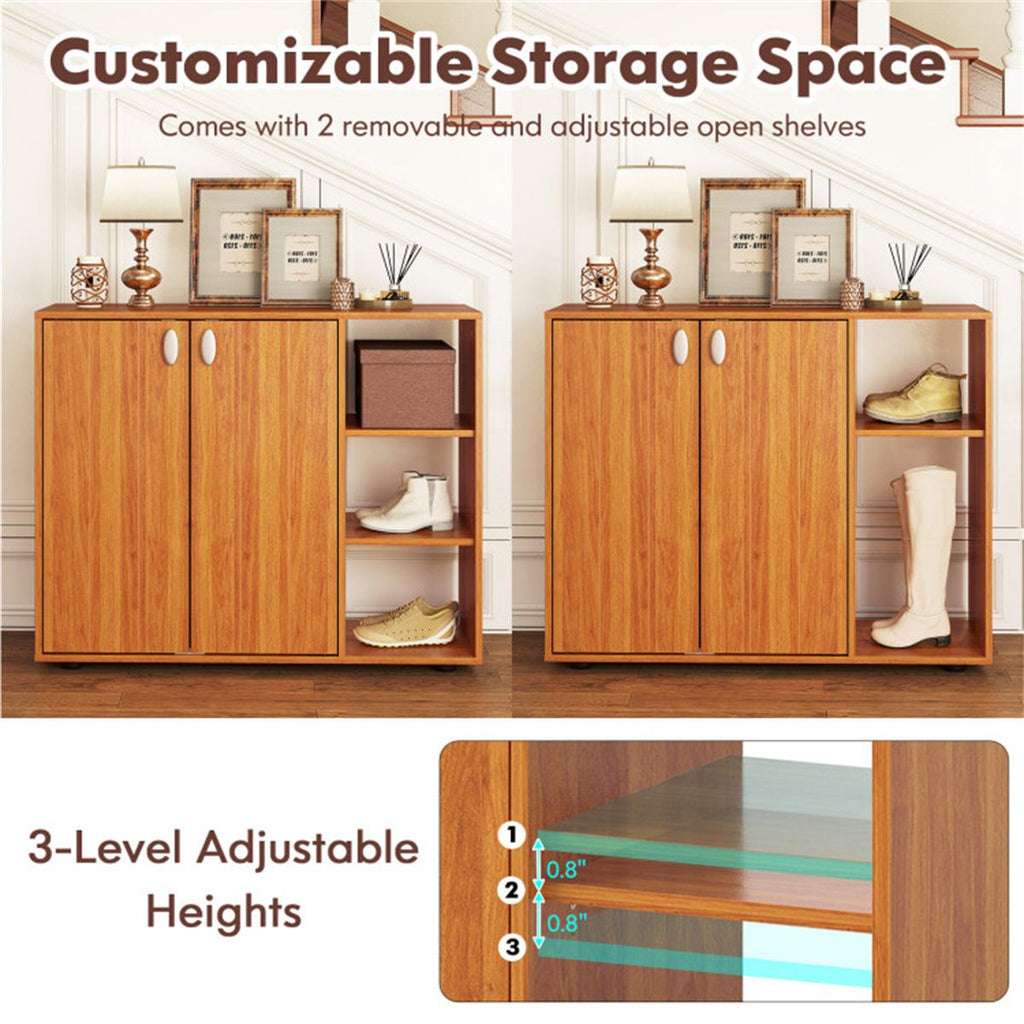 Flexible Shoe Storage with Open and Enclosed Sections